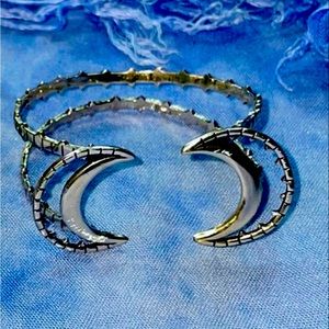 Silver moon bracelet cuff